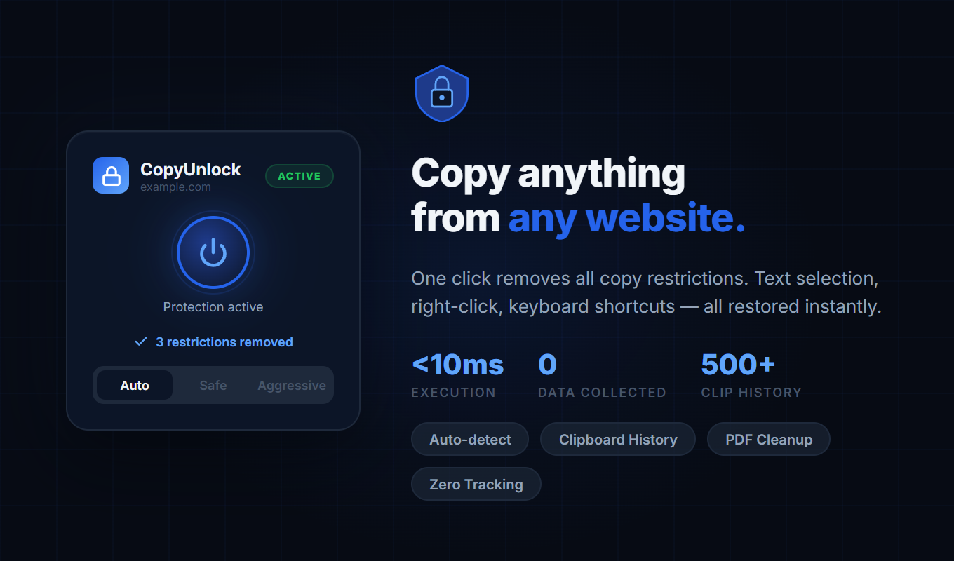 CopyUnlock — Copy anything from any website